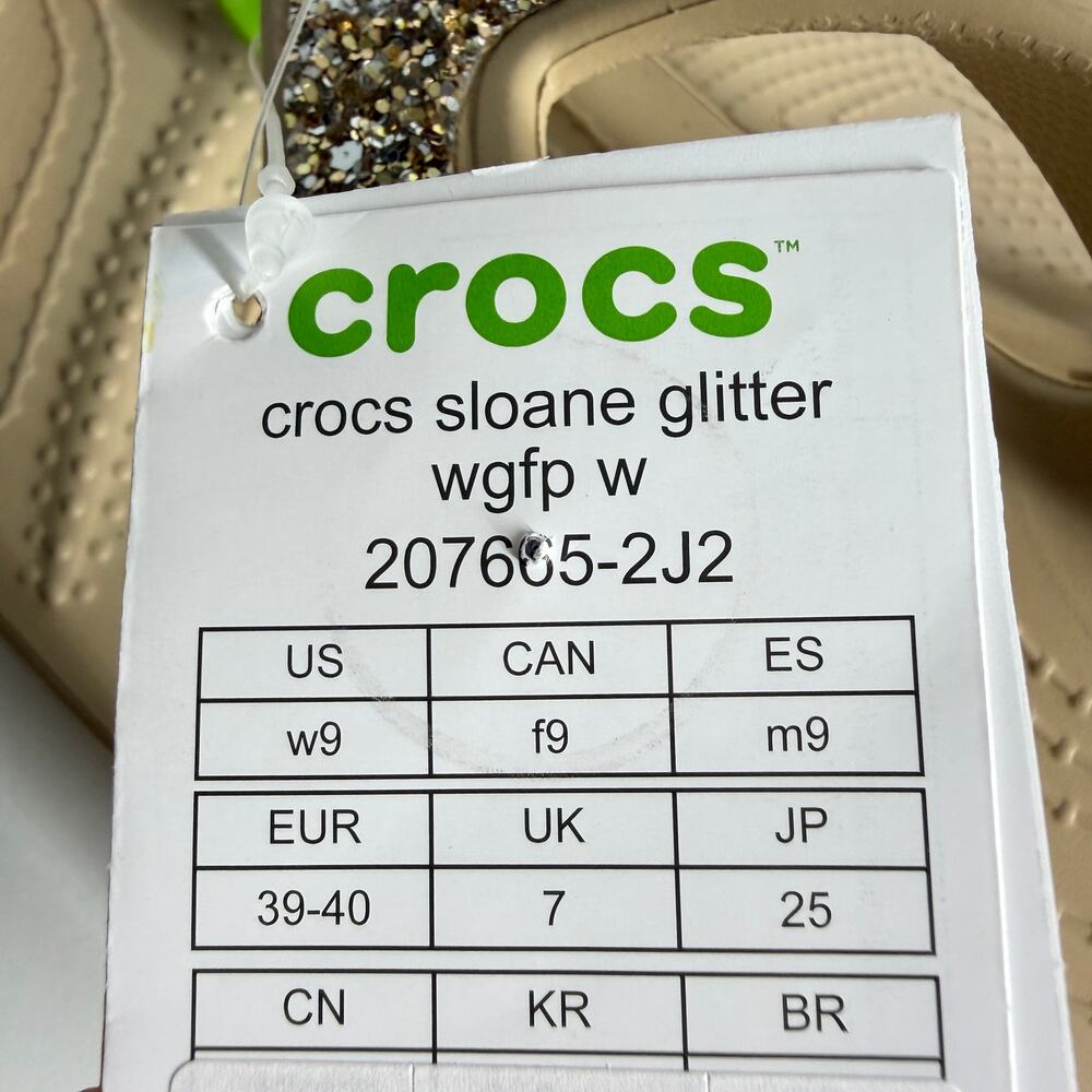 NWT Crocs Women Sloane Glitter Flip Flops Tan/Gold Shimmer comfy platform size 9 - Picture 14 of 14